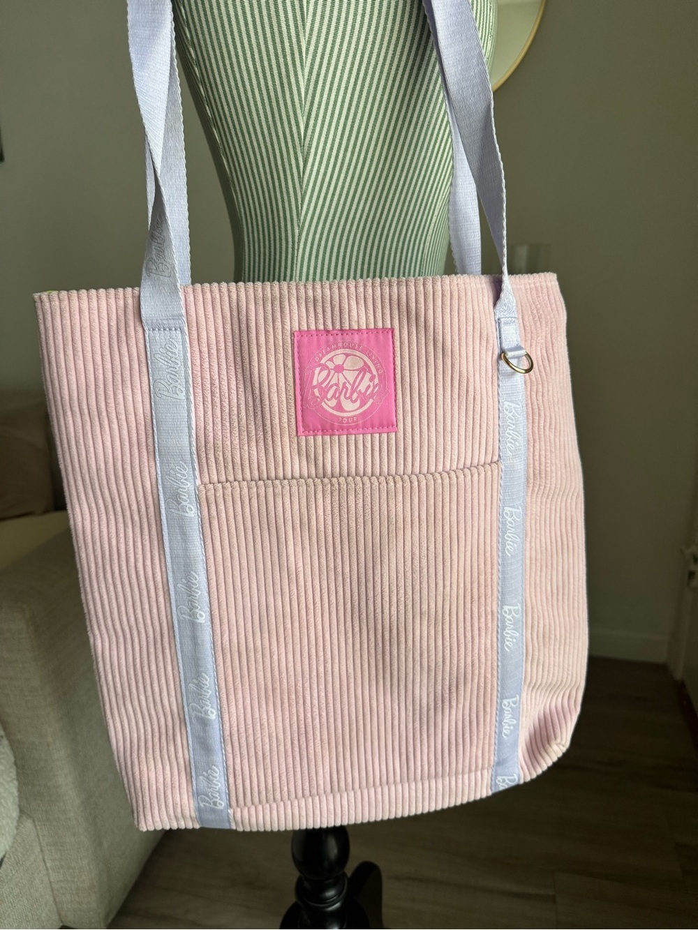 Barbie Dreamhouse Living Tour Pink Corduroy Tote Tote Bag